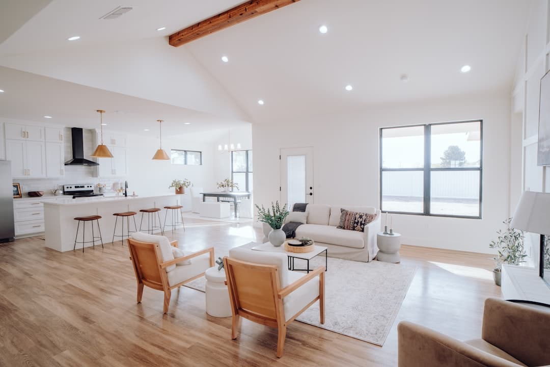 Newly built home interior with open floor plan and fresh paint throughout